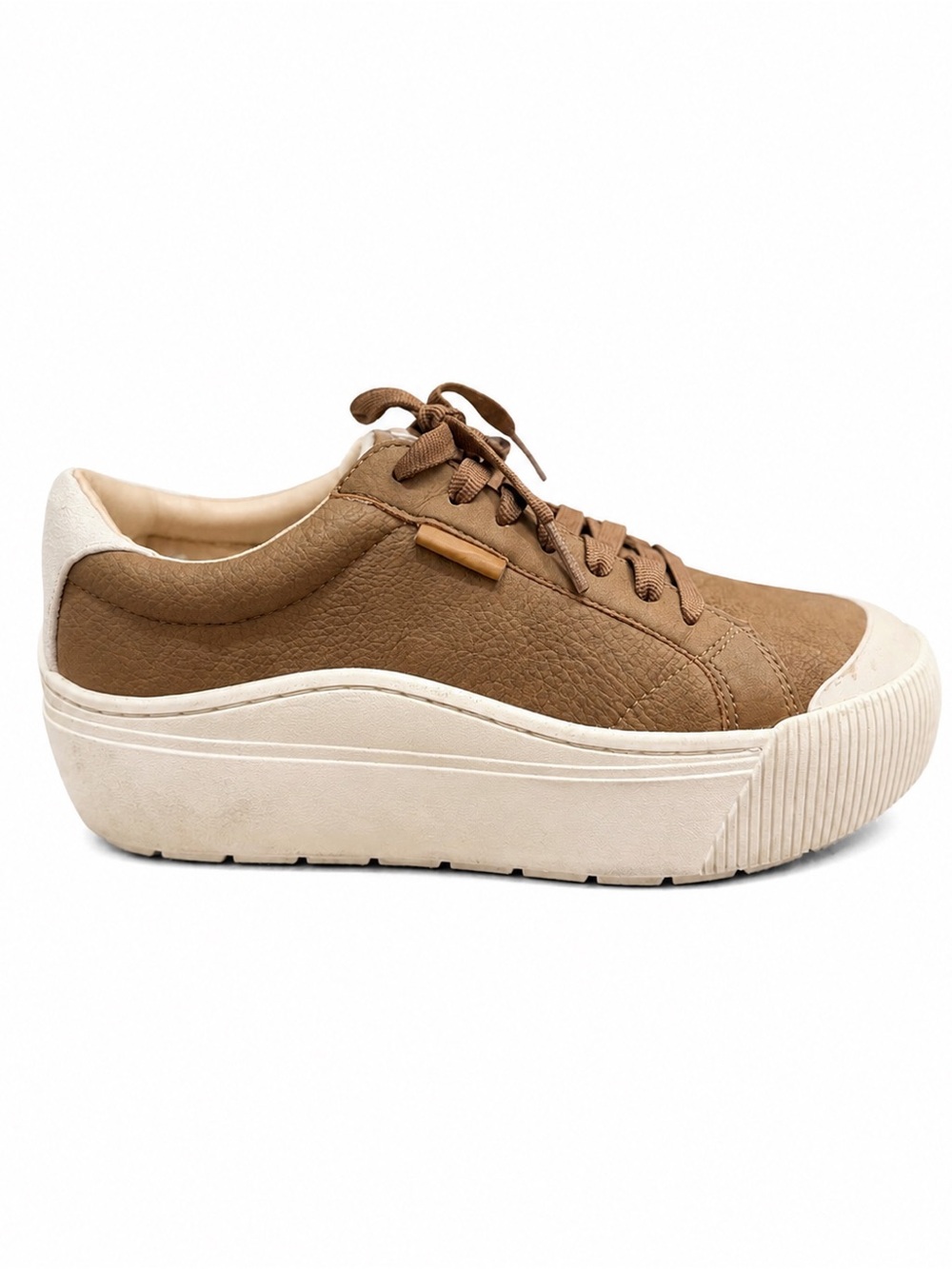 Dr. Scholl's Brown Lace-Up Platform Sneaker with Cream Sole